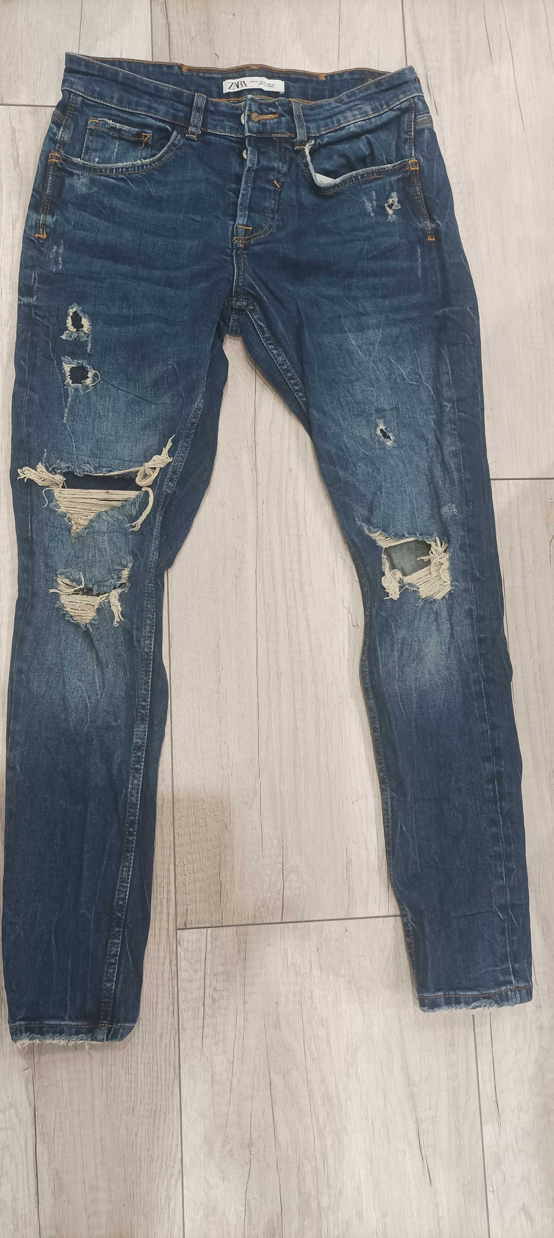 jeansy z dziurami i przetarciami Zara.r.32,stan idealne