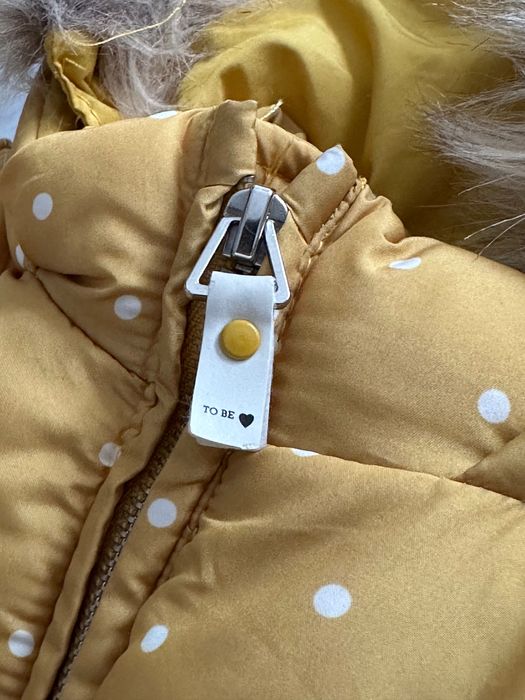 Kurtka zimowa ZARA 9-12 msc 80 cm dla dziewczynki / z futerkiem żółta