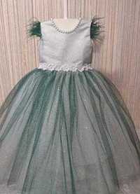 Карнавальное зеленое платье елочка блесточка рост 110-128