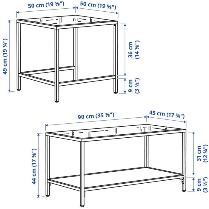 Zestaw stolik kawowy Ikea Vittsjo czarny komplet 2 szt