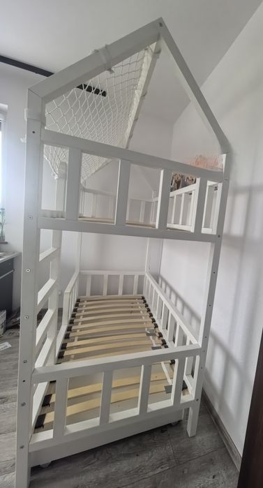 Łóżko piętrowe, domek, szuflady + gratis