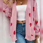Nowy sweter damski truskawki niezapinany S M L bez metki sklepowej
