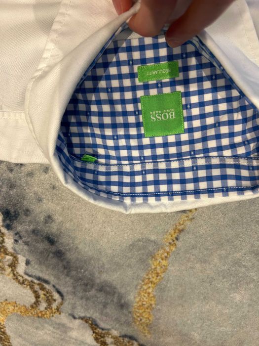 Hugo Boss _ Biała bawełniana koszula z krótkim rękawem L _ Regular Fit