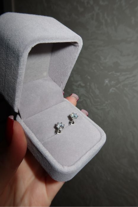 Срібні сережки з муасанітами 0,5 ct