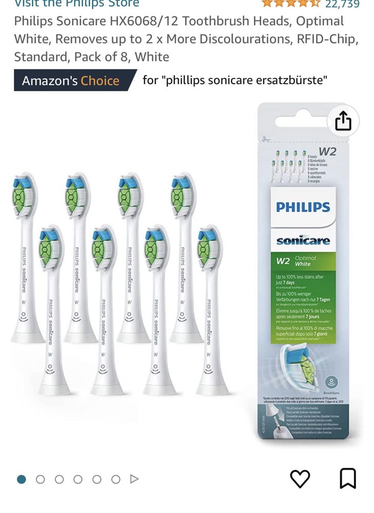 В наявності. Білі і чорні насадки Philips Sonicare W2 Optimal