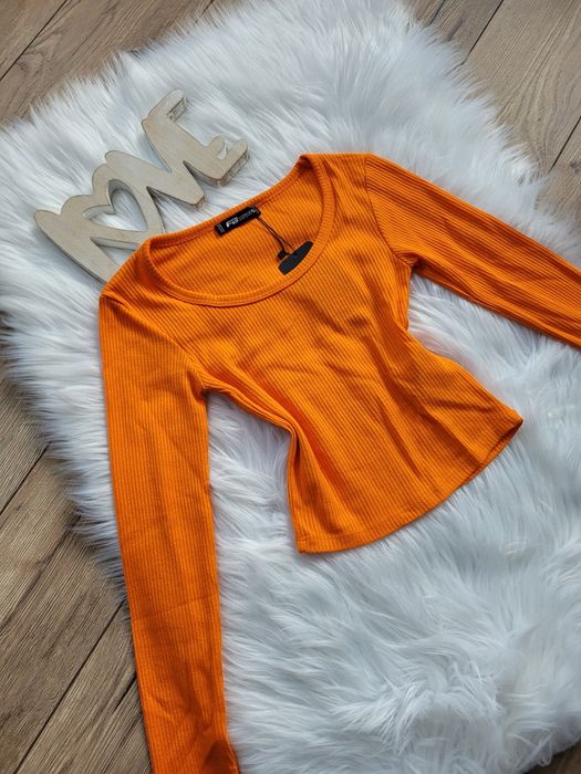 Pomarańczowa bluzka prążek top xxs