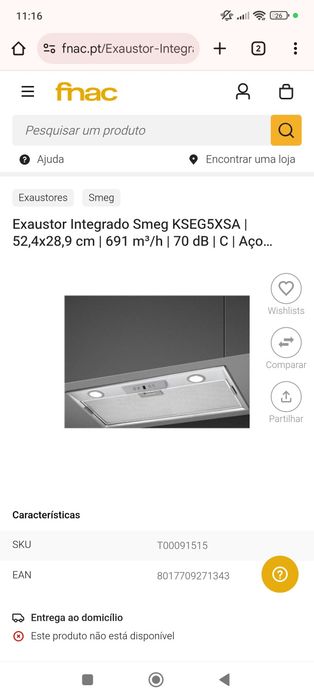 Exaustor SMEG  Novo com garantia 2anos vendo a melhor proposta