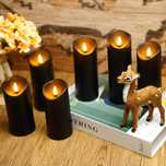 Świeca LED Cortina 9,5 cm wkład czarna ruchomy płomień + baterie