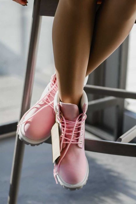 Жіночі черевики Timberland Pink з хутром 38 розмір