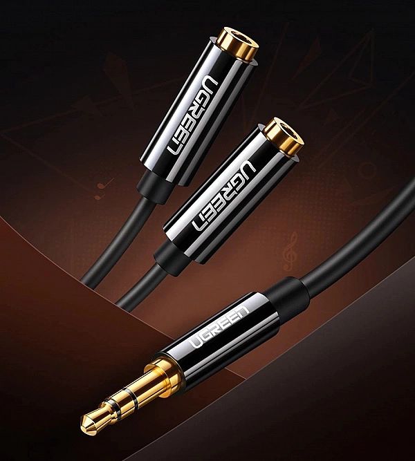Ugreen kabel przewód rozdzielacz słuchawkowy 3,5 mm mini jack AUX 25cm