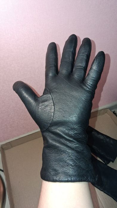 Рукавички шкіряні на шерсті р.8