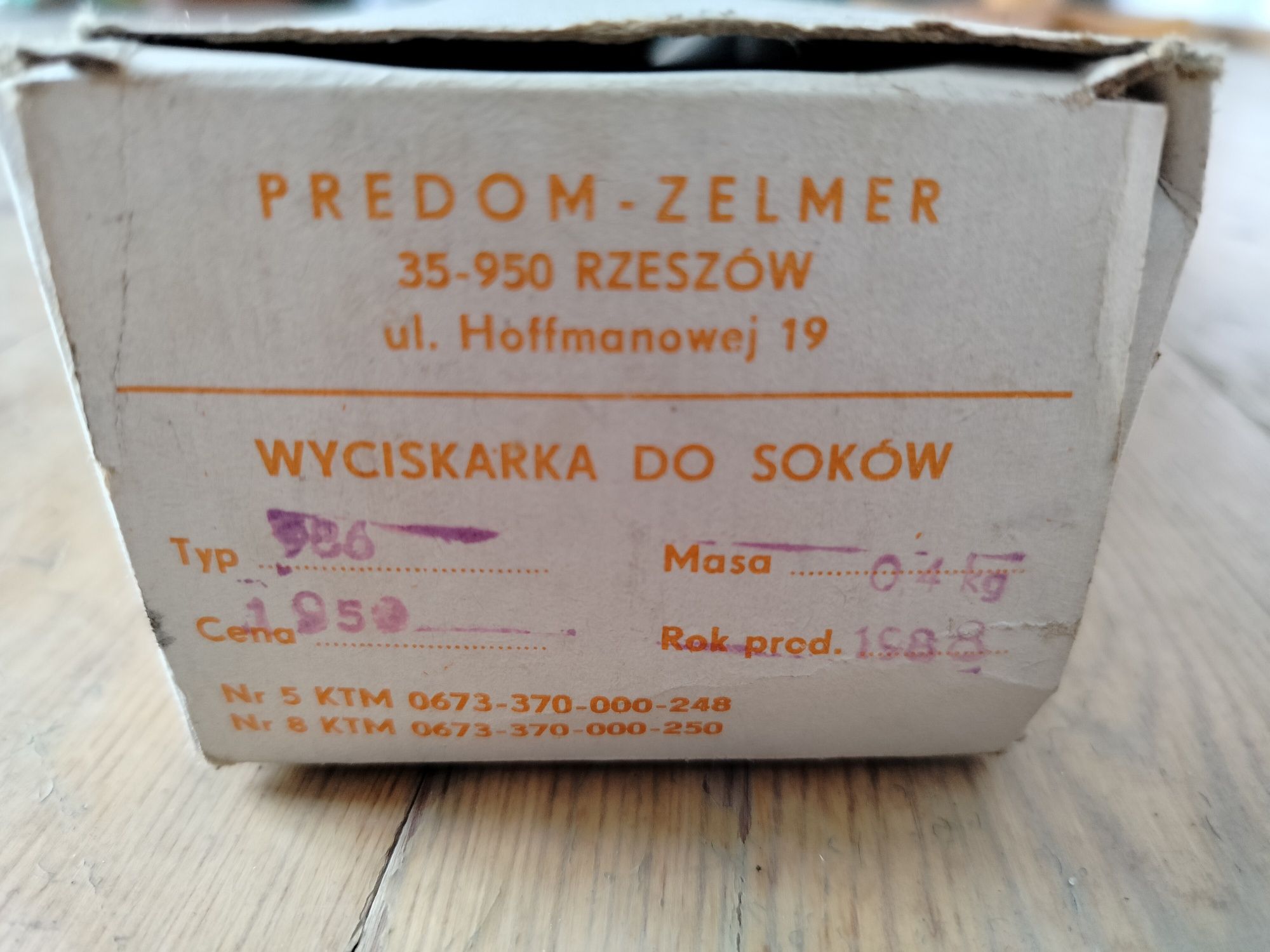 Wyciskarka do soków  PRL predom zelmer 1988r. nieużywana