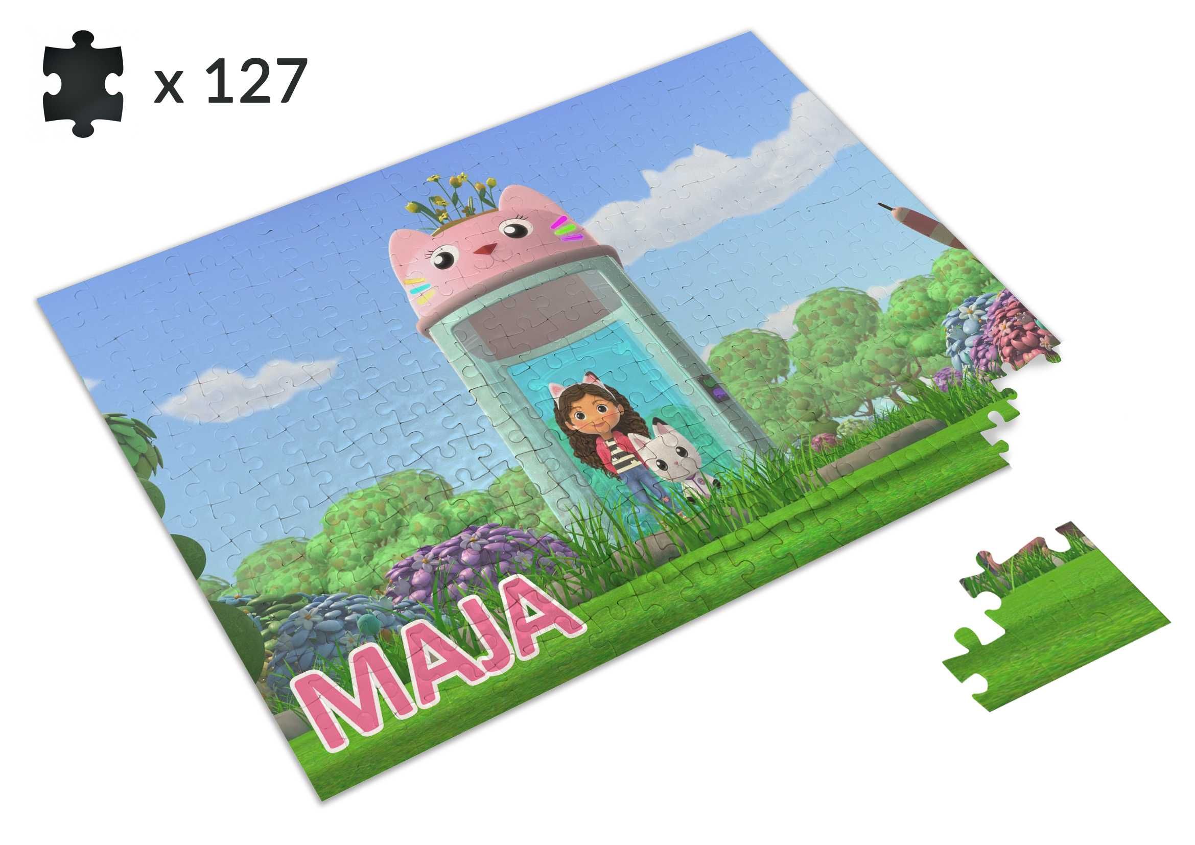 Puzzle KOCI DOMEK GABI  Dla Fana + IMIĘ Dziecka 127 el.