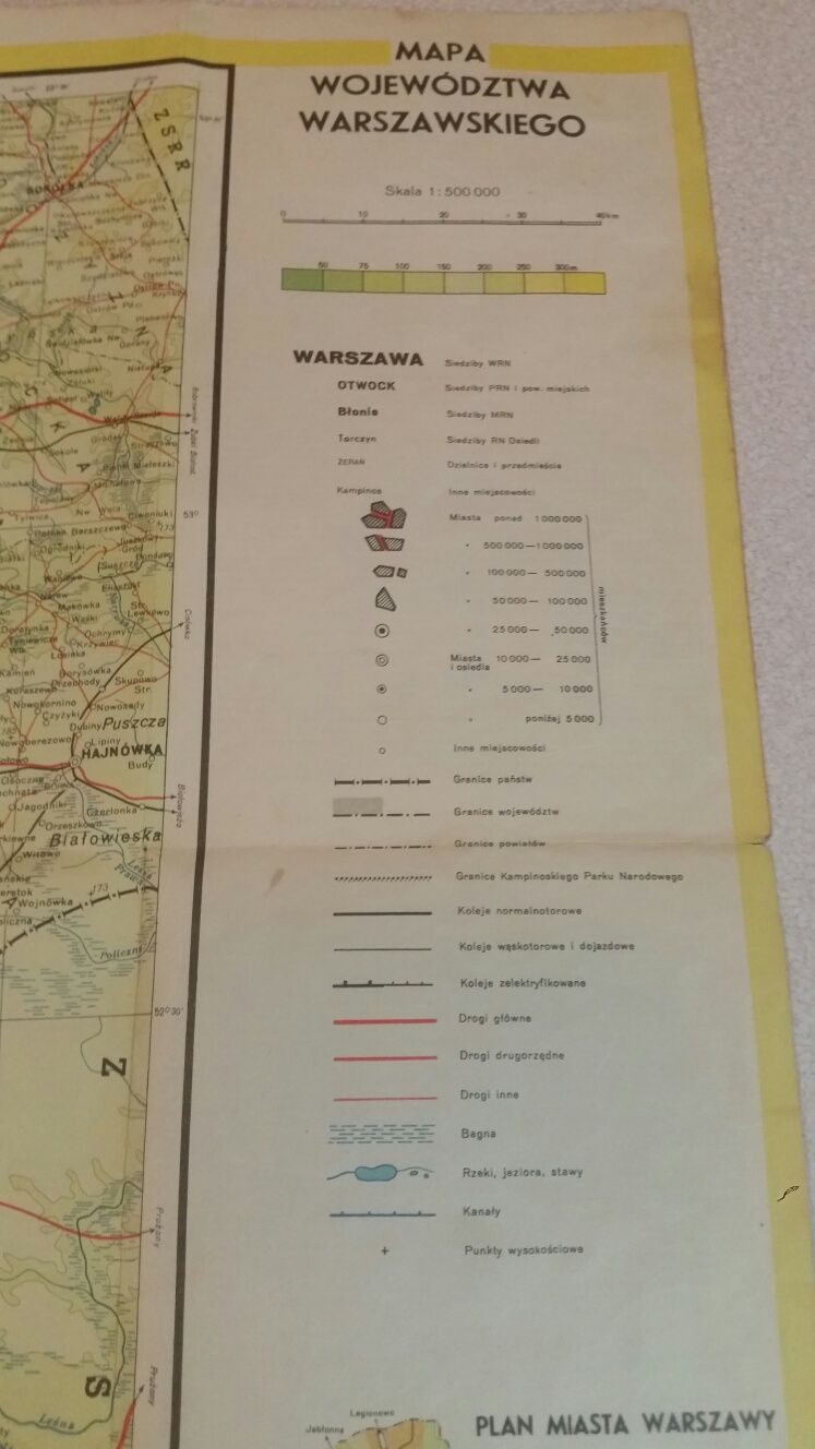 Mapa województwa warszawskiego z 1971 prl