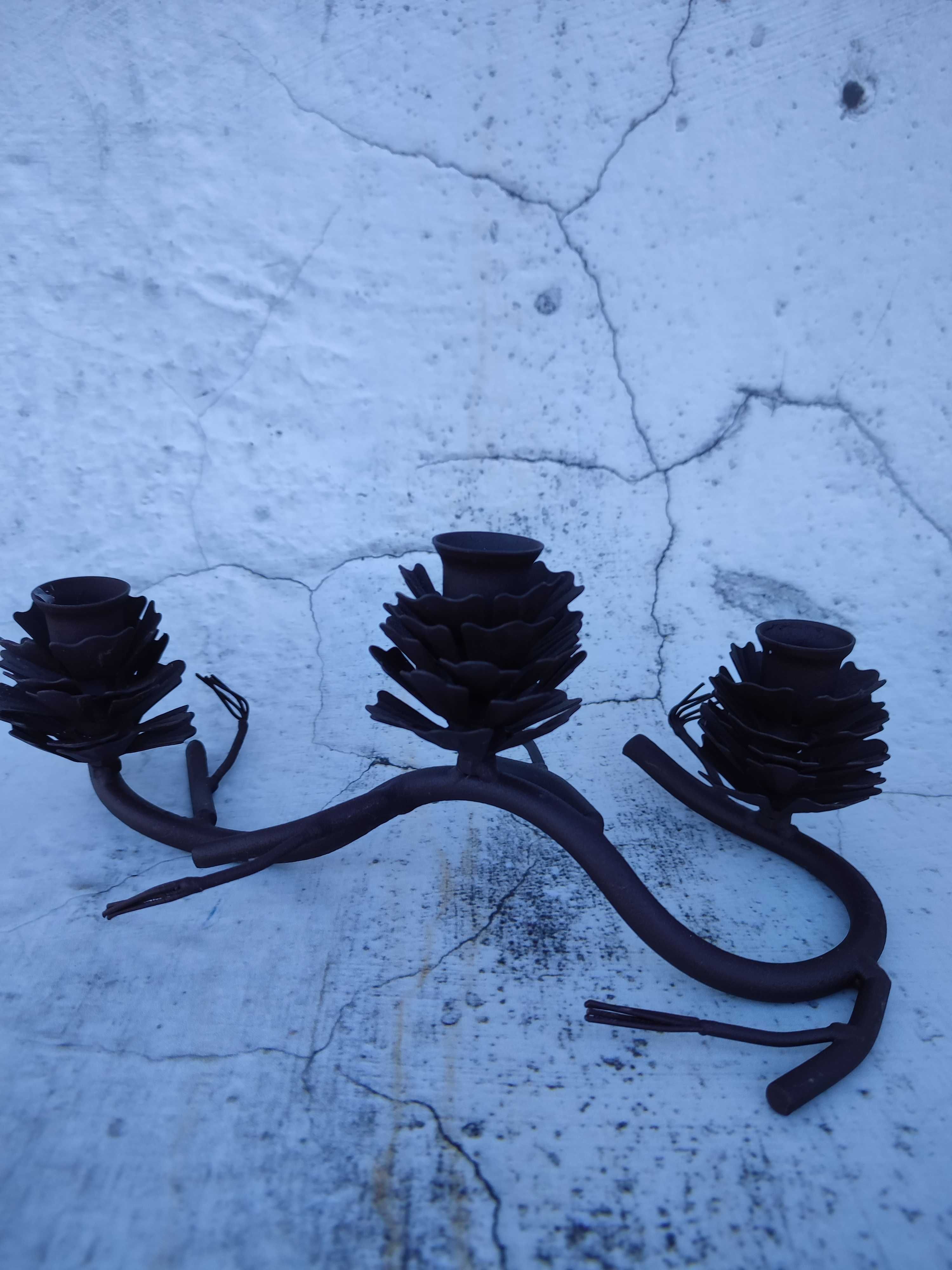 Artystyczny świecznik metalowy - hand made - vintage - design
