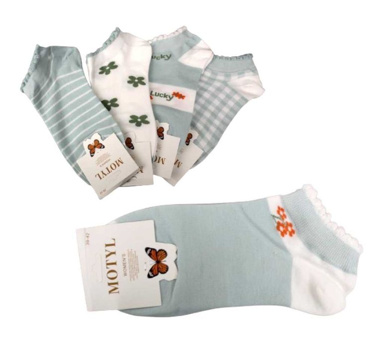 SKARPETKI STOPKI bawełniane błękitno-białe 39-42 5 par mix