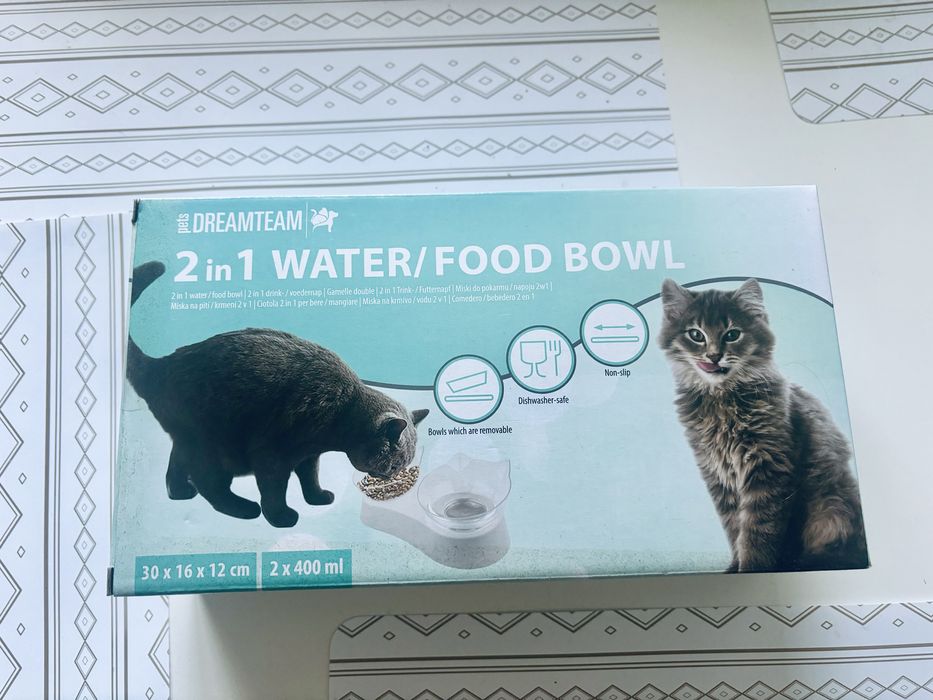 Nowa miska dla kota 2w1 kolor biały
