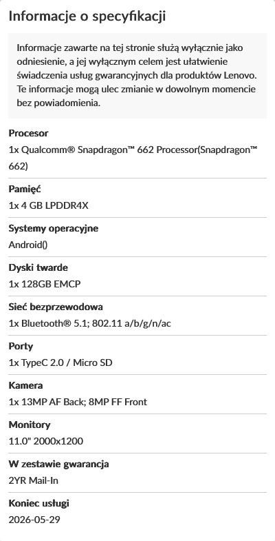 Tablet Lenovo TB J606F