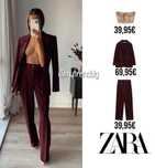 бордовий костюм піджак та брюки Zara