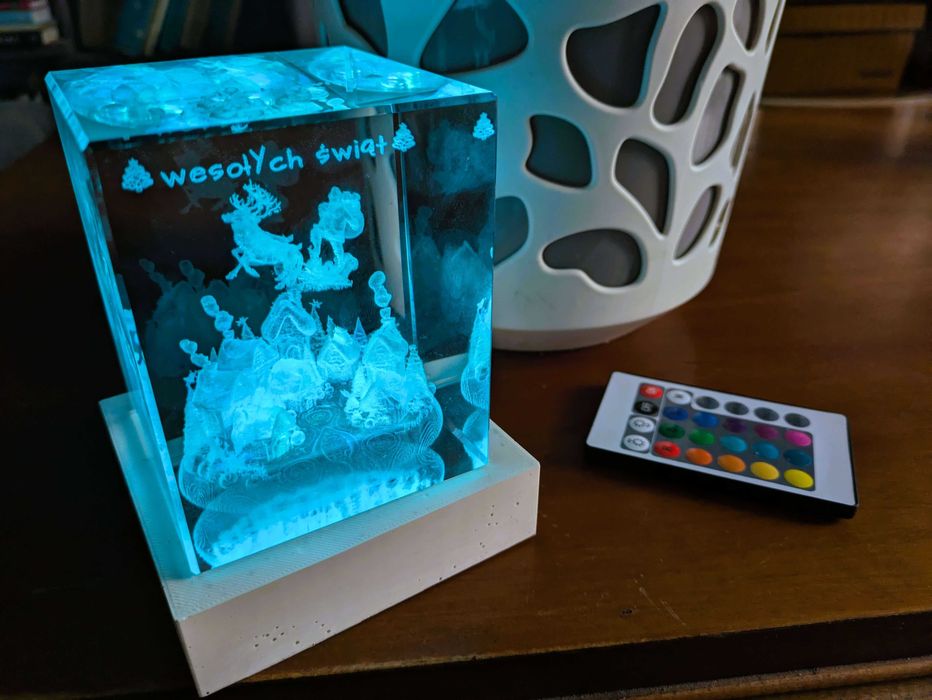 Świąteczny Mikołaj 3d w szkle