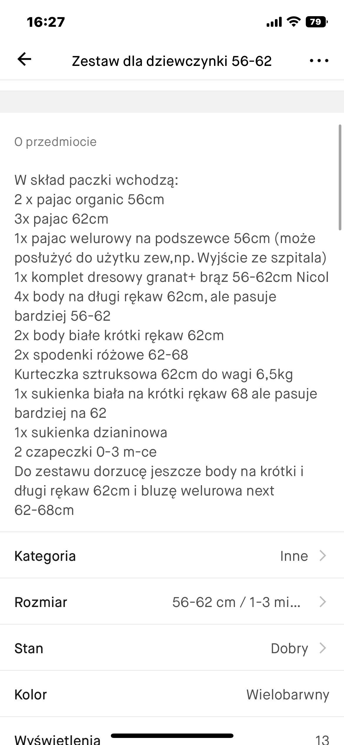 Mega paka wyprawka dziewczynka 56-62