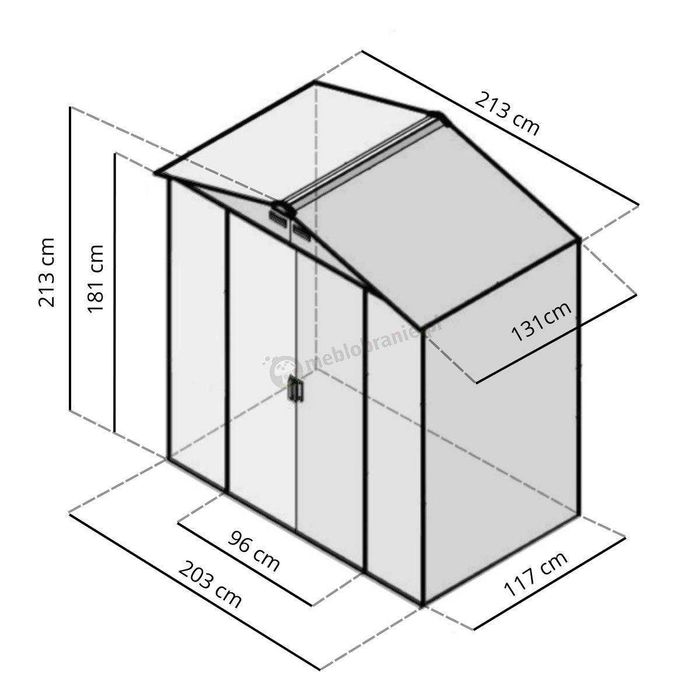 Domek narzędziowy ogrodowy blaszak blaszany na budowę i ogród 213x131