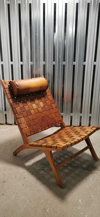 Fotel skórzany, plecionka, design