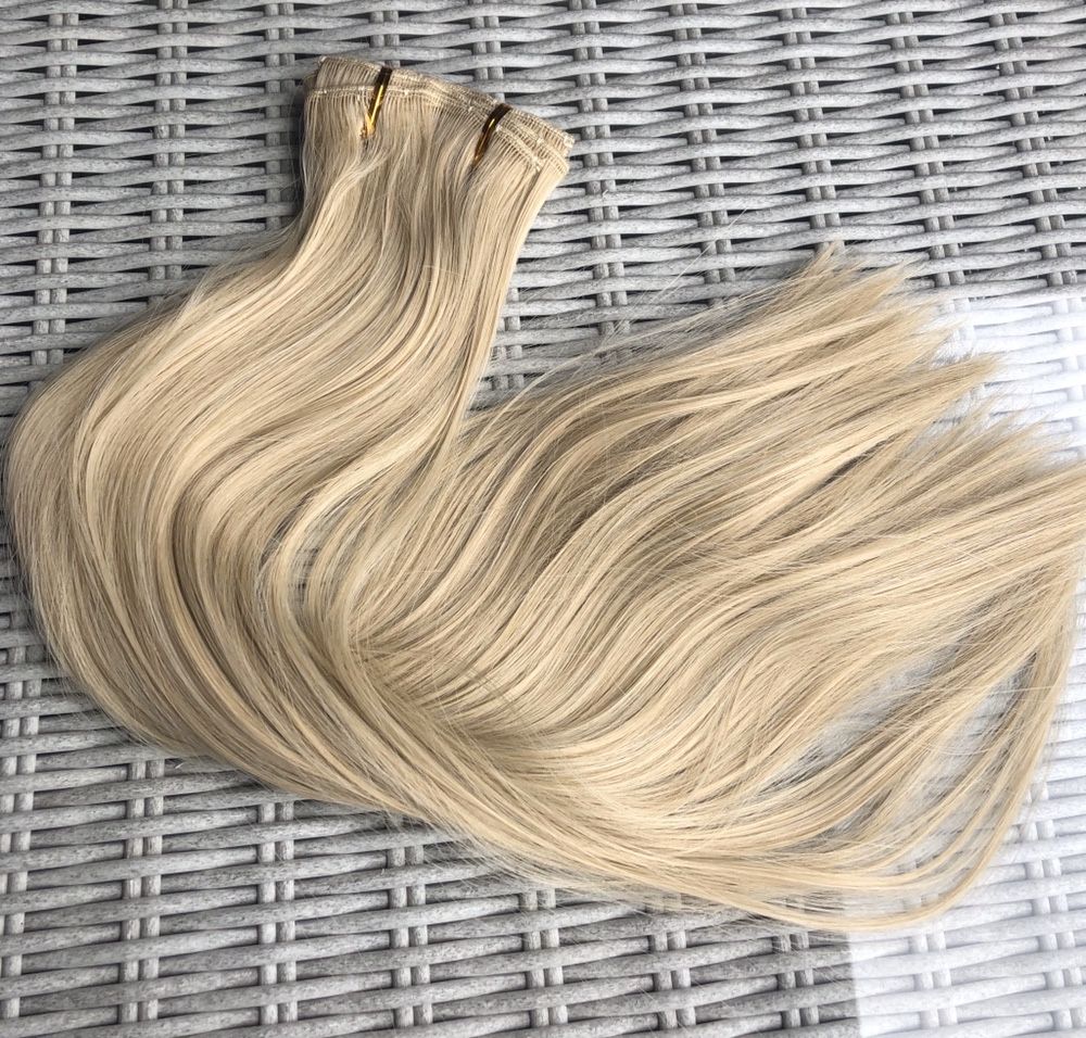 Włosy doczepiane, naturalny jasny blond, 16 klipsów, clip in ( 140 )