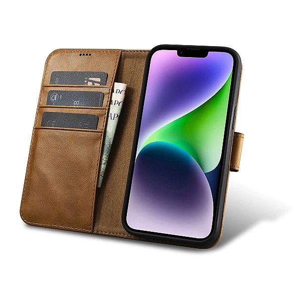 iCarer Oil Wax Wallet Case 2in1 etui iPhone 14 Plus skórzany pokrowiec