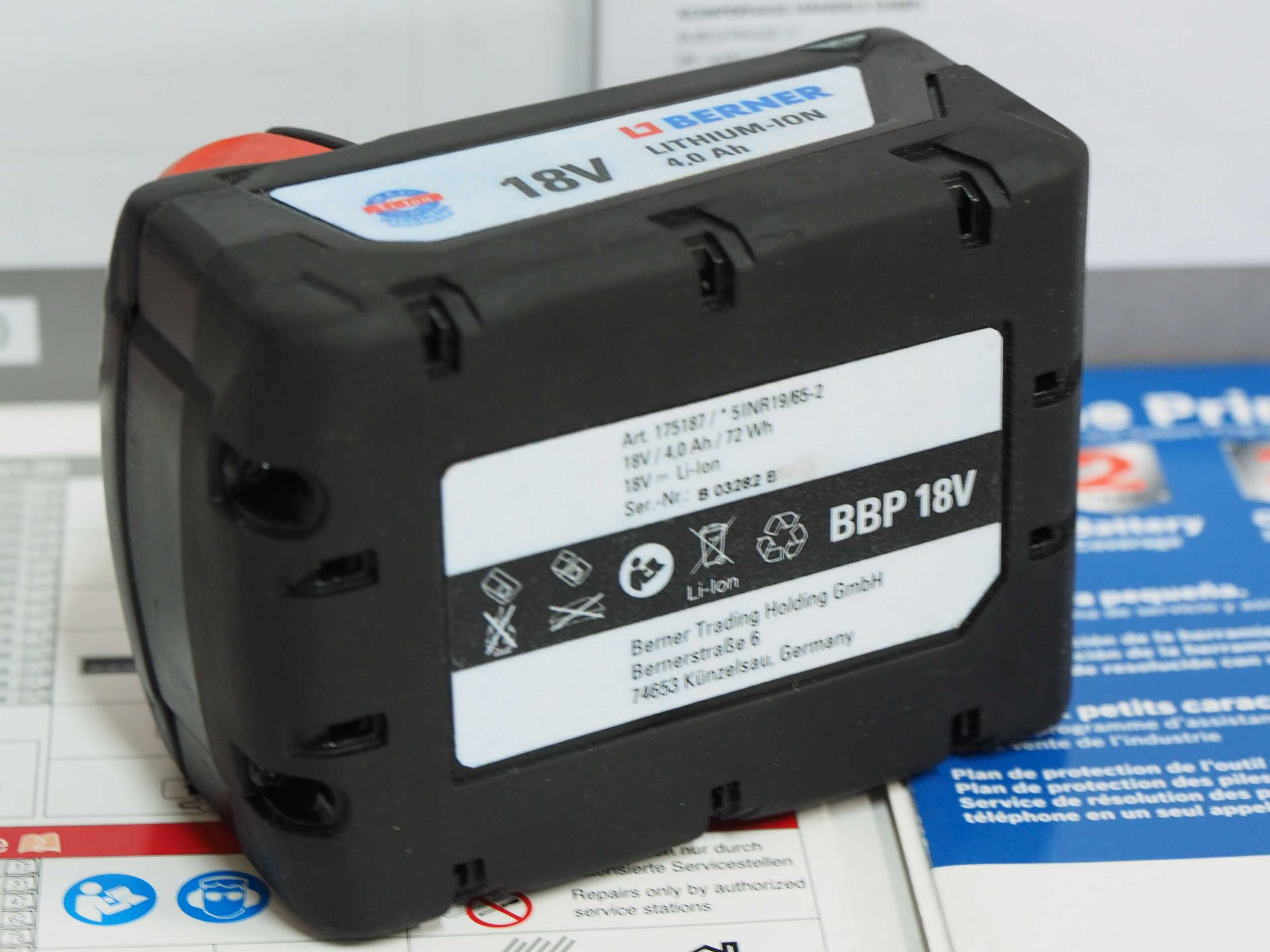 Akumulator bateria BERNER 18V 4ah Jak nowa LI-ION