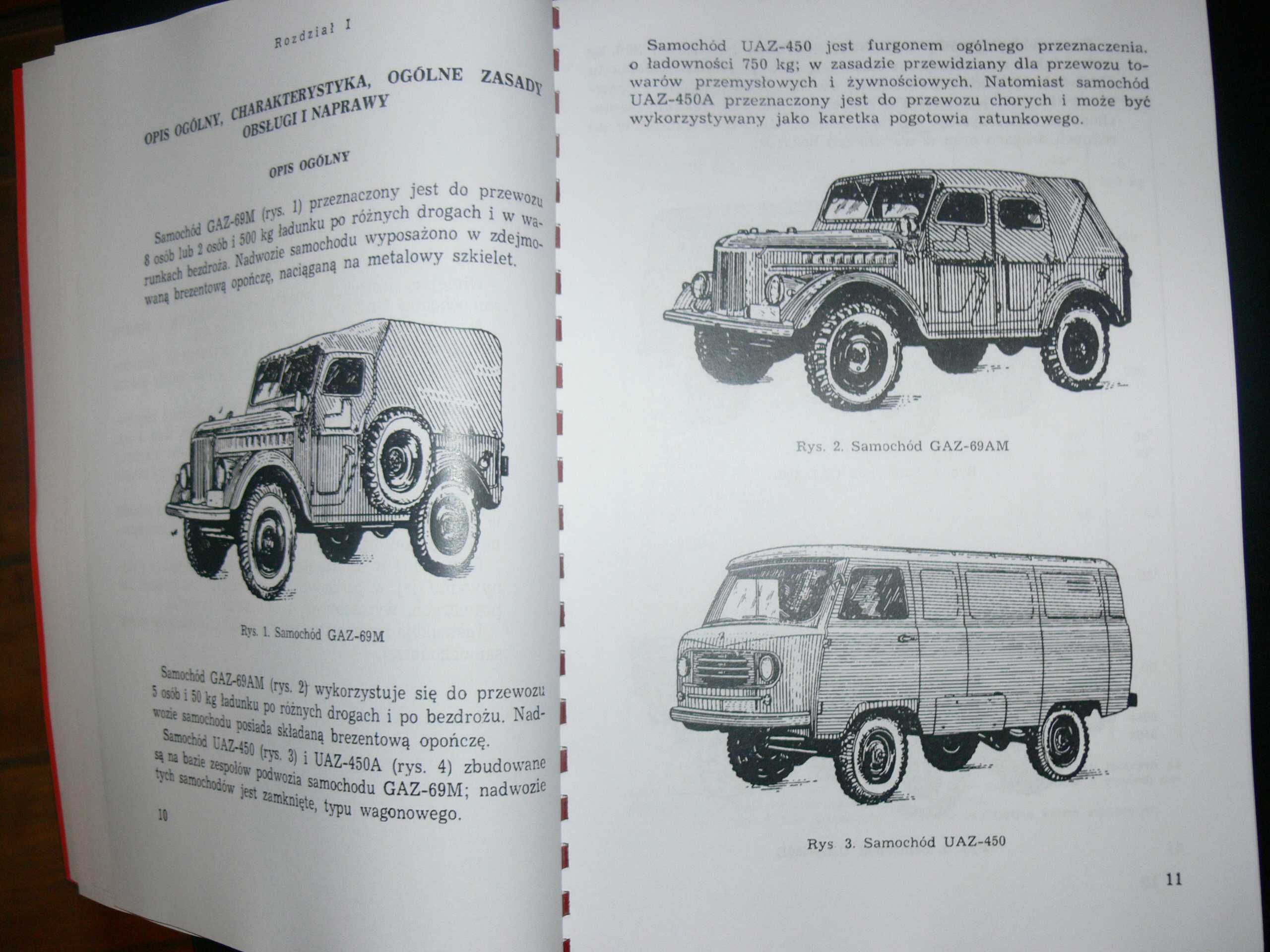 Instrukcja obsługi i naprawy samochodów Gaz 69 Uaz 450 507 stron 1965r