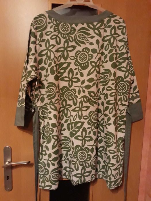 Tunika w zielone kwiaty, rozmiar 48, bluzka  z rękawem 3/4