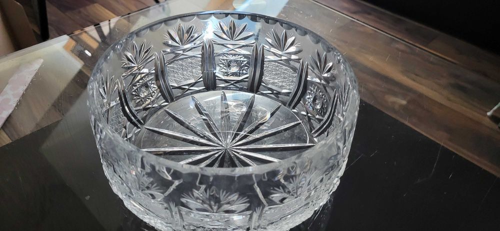 Duża kryształowa misa z PRL