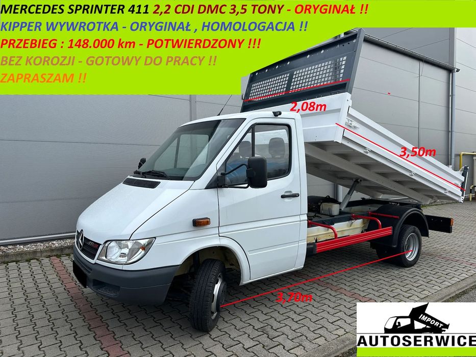 Mercedes-Benz SPRINTER 411 2,2 CDI Okazja !! Kipper Wywrotka ORYGINAŁ