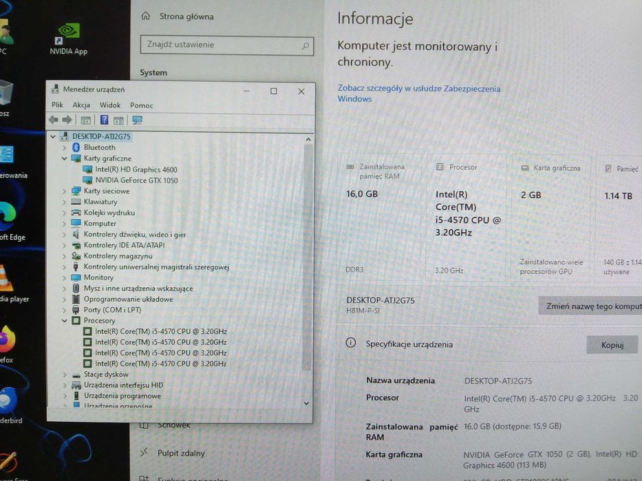 Komputer Asus Krux i5 16GB 256 SSD 1TB HDD Win10 Nvidia GTX 1050 GW FV