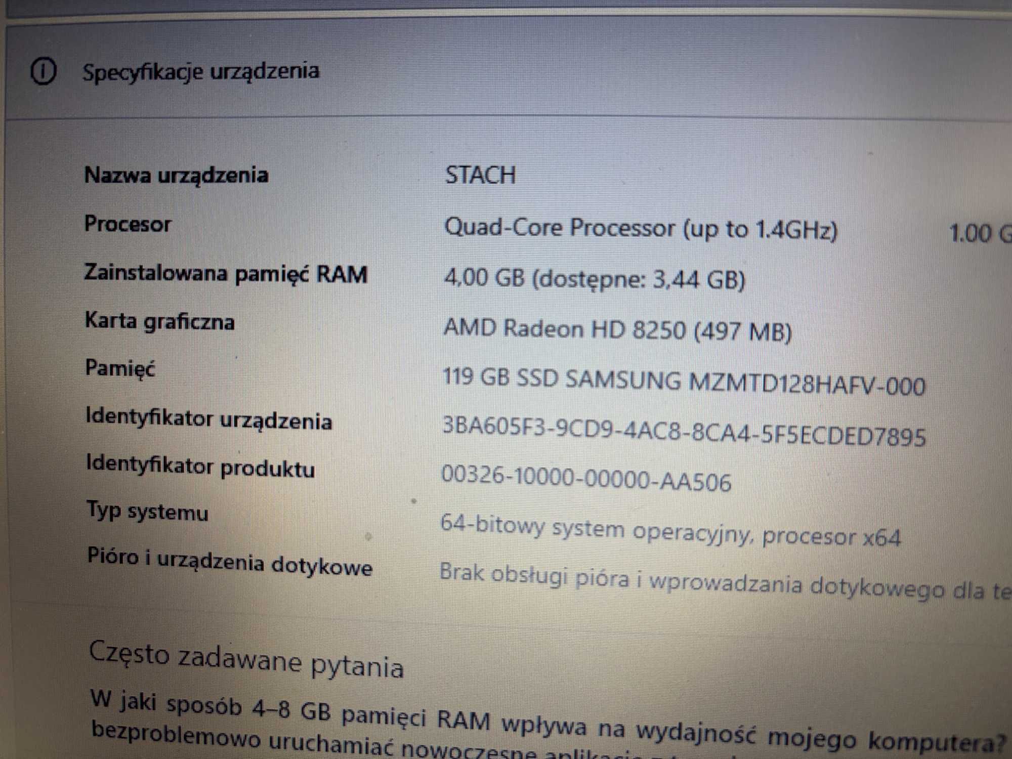 Laptop Samsung 13,3" NP905S3G Quad Core 4 GB/119SSD Win10