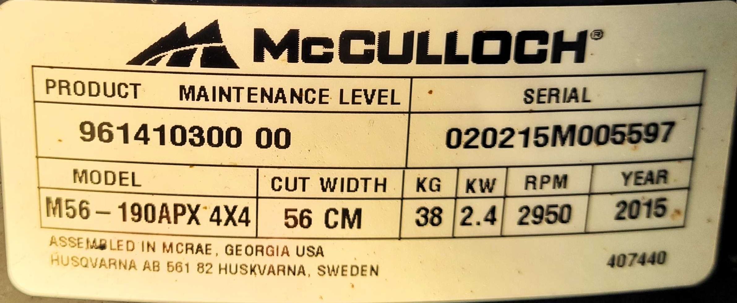 Kosiarka McCulloch z napędem 4x4