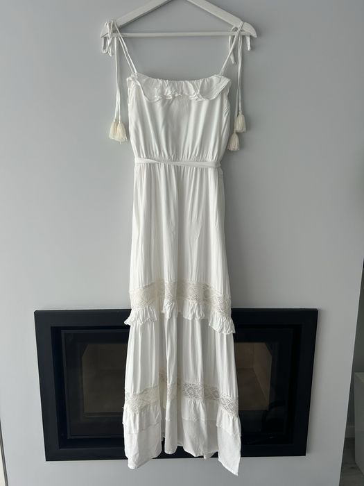 Vestido branco longo de renda Joiola (novo, original do Brasil)