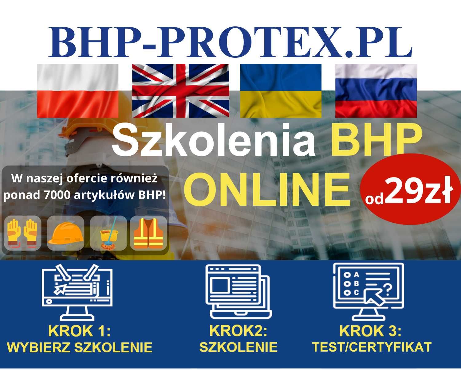 Szkolenia BHP przez internet !!! Szybko, profesjonalnie, 29zł