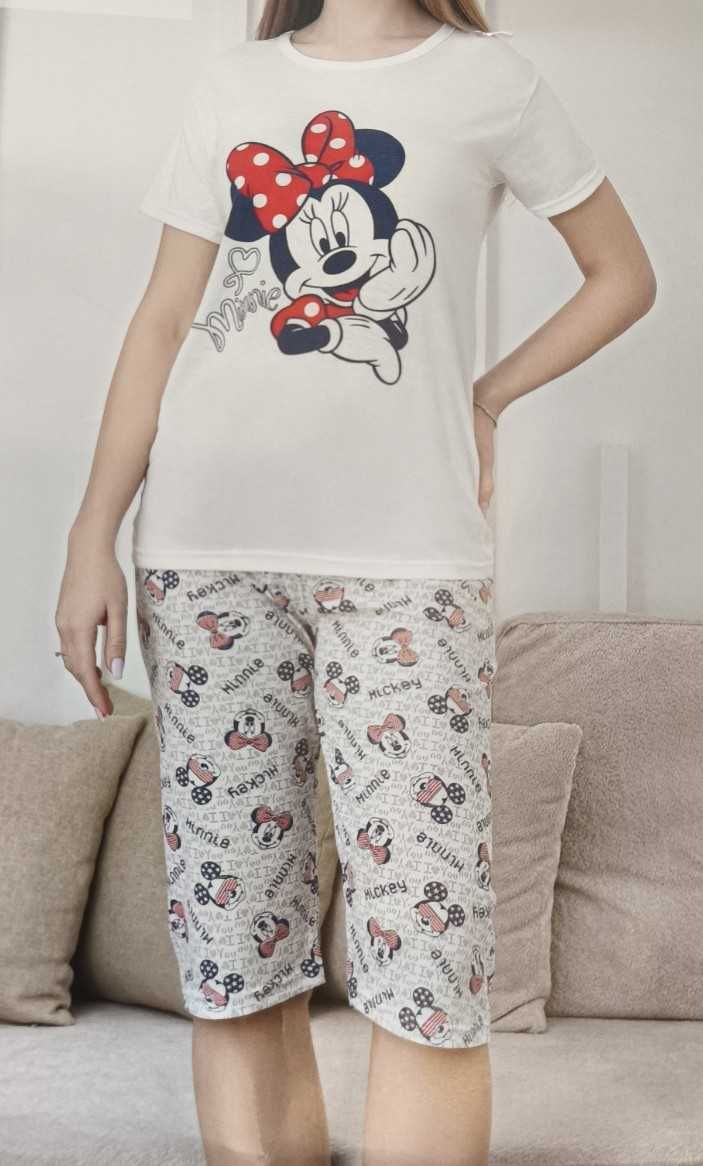 Komplet damski nowa piżama bluzka spodnie bawełna L Minnie