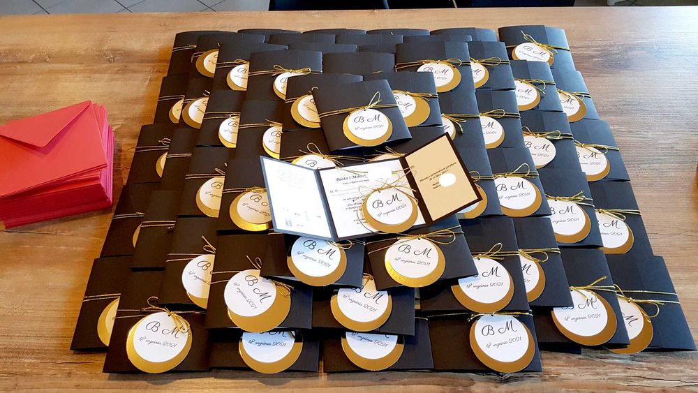 Zaproszenia ślubne SIMPLE 4 lustrzane czarne N!