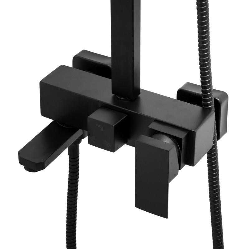 Bateria prysznicowa wannowa kran z deszczownicą 30 cm czarna prysznic