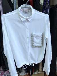 Біла сорочка блуза рубашка лляна укорочена
