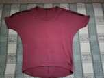 Bordowy t-shirt damski z rozcięciami na rękawach, Top Secret, 36