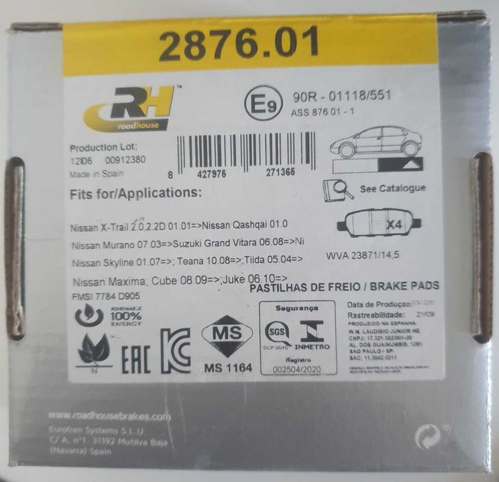 Pastilhas de Travão Nissan Juke e outros