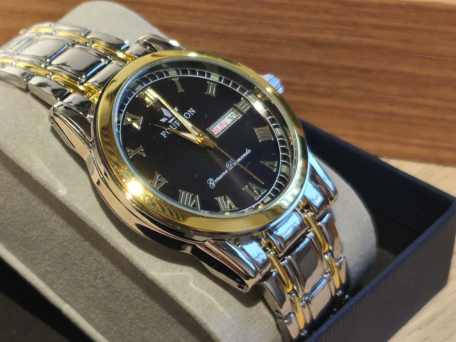Elegancki zegarek Czarna tarcza a'la Rolex President NOWY prezent 79zł