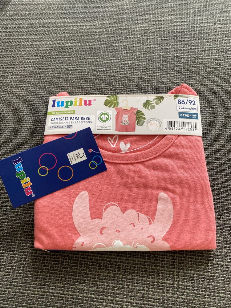 T-shirt rosa com lama lupilu - 12/24M