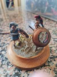 Soldados de chumbo - Diorama  de combate grego - pintado à mão.