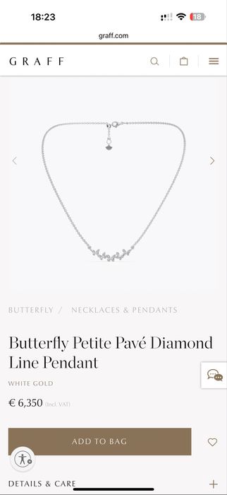 Золоте Кольє в стилі GRAFF Колекція Pavé Butterfly з діамантами