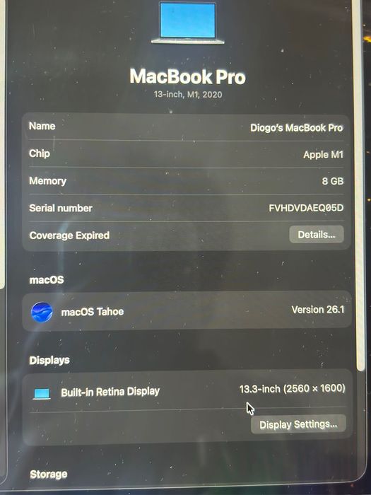 Apple Macbook Pro M1 8GB 256GB muito bem estimado